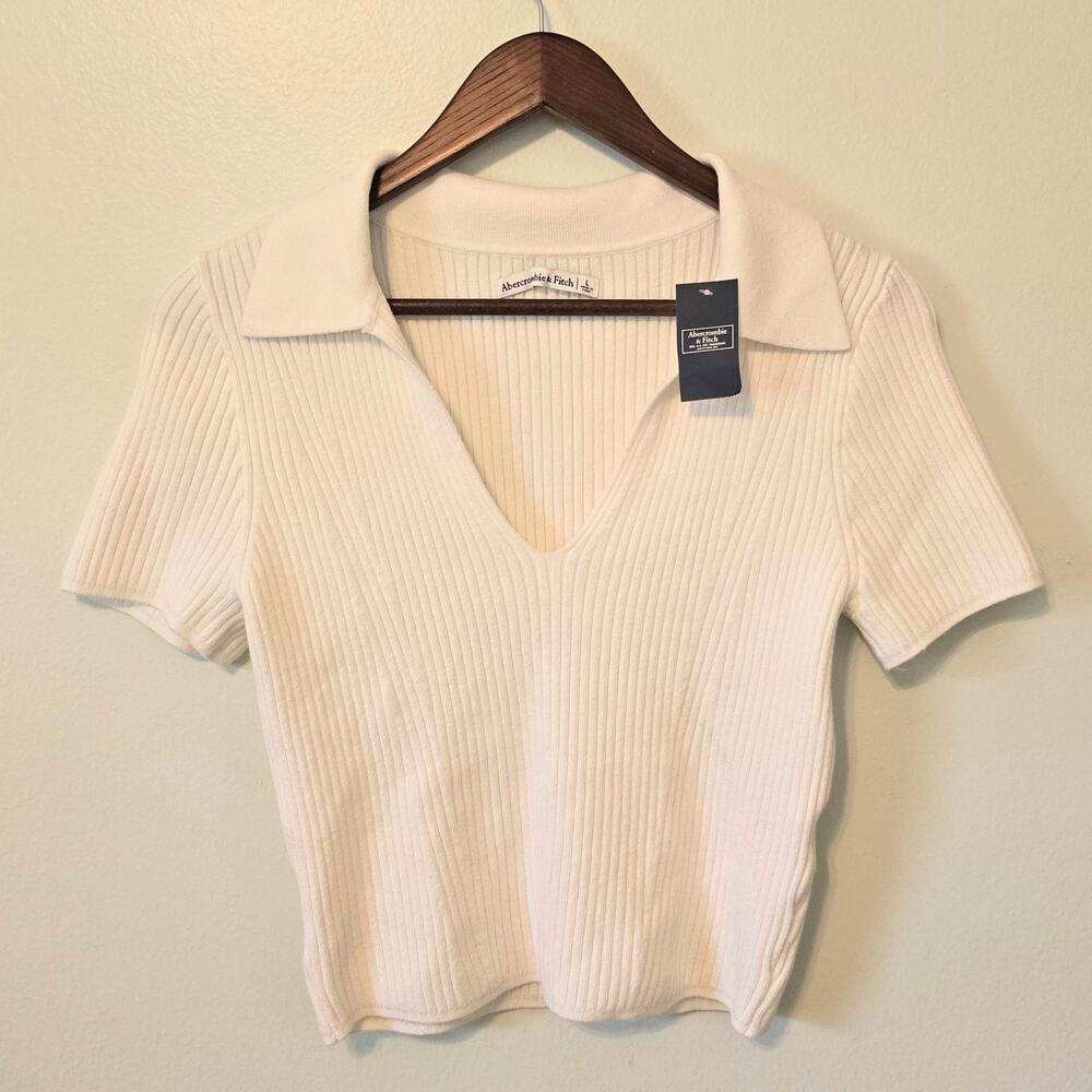 Abercrombie & Fitch Ribbed Knit Polo Top